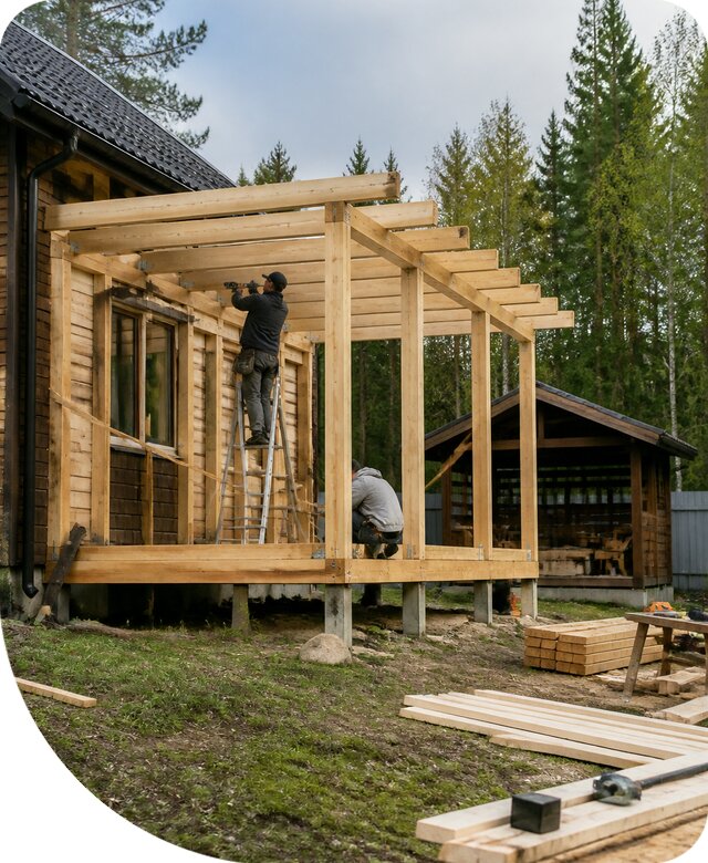 Строительство пристроек и построек на участке в Ступине