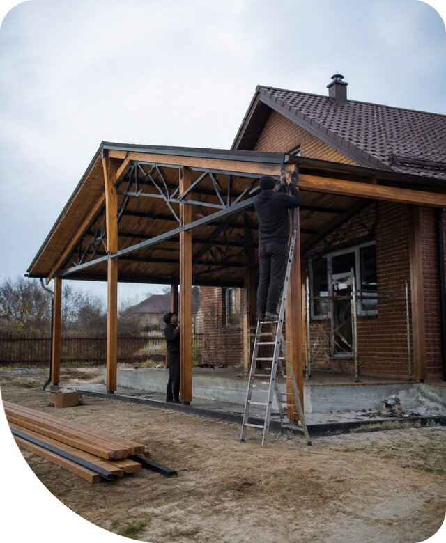 Пристройка навеса к дому и участку в Ступине под ключ